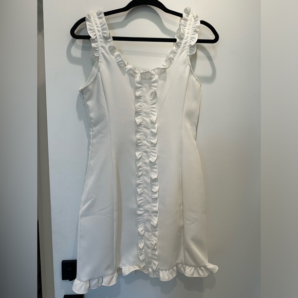 White Ruffle Mini Dress - Picture 2 of 3
